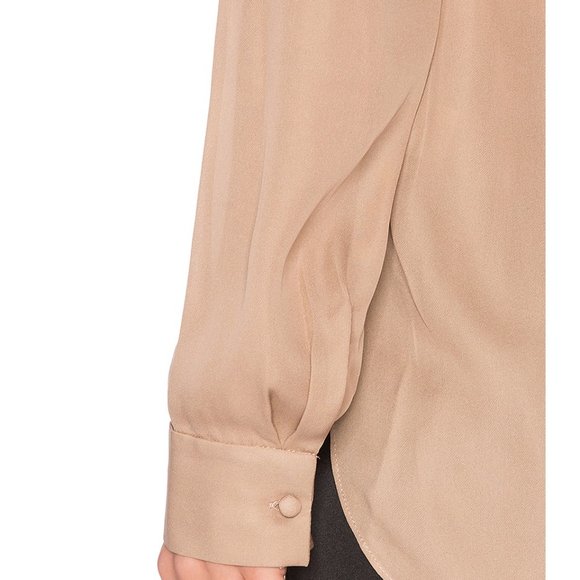 L'AGENCE Rita Drape-Front Faux-Wrap Silk Blouse NUDE - Picture 4 of 13